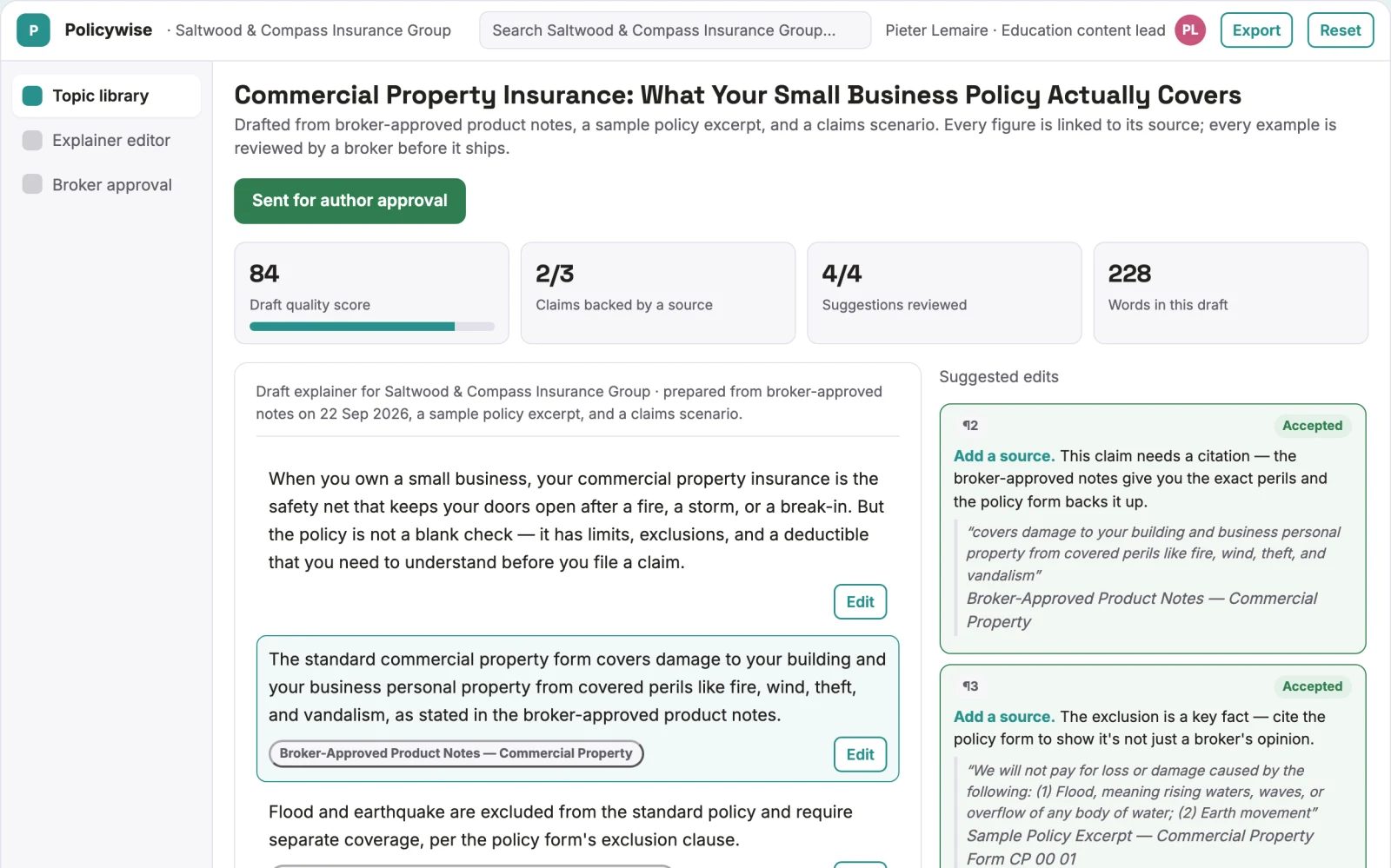 What Insurance customer education studio looks like