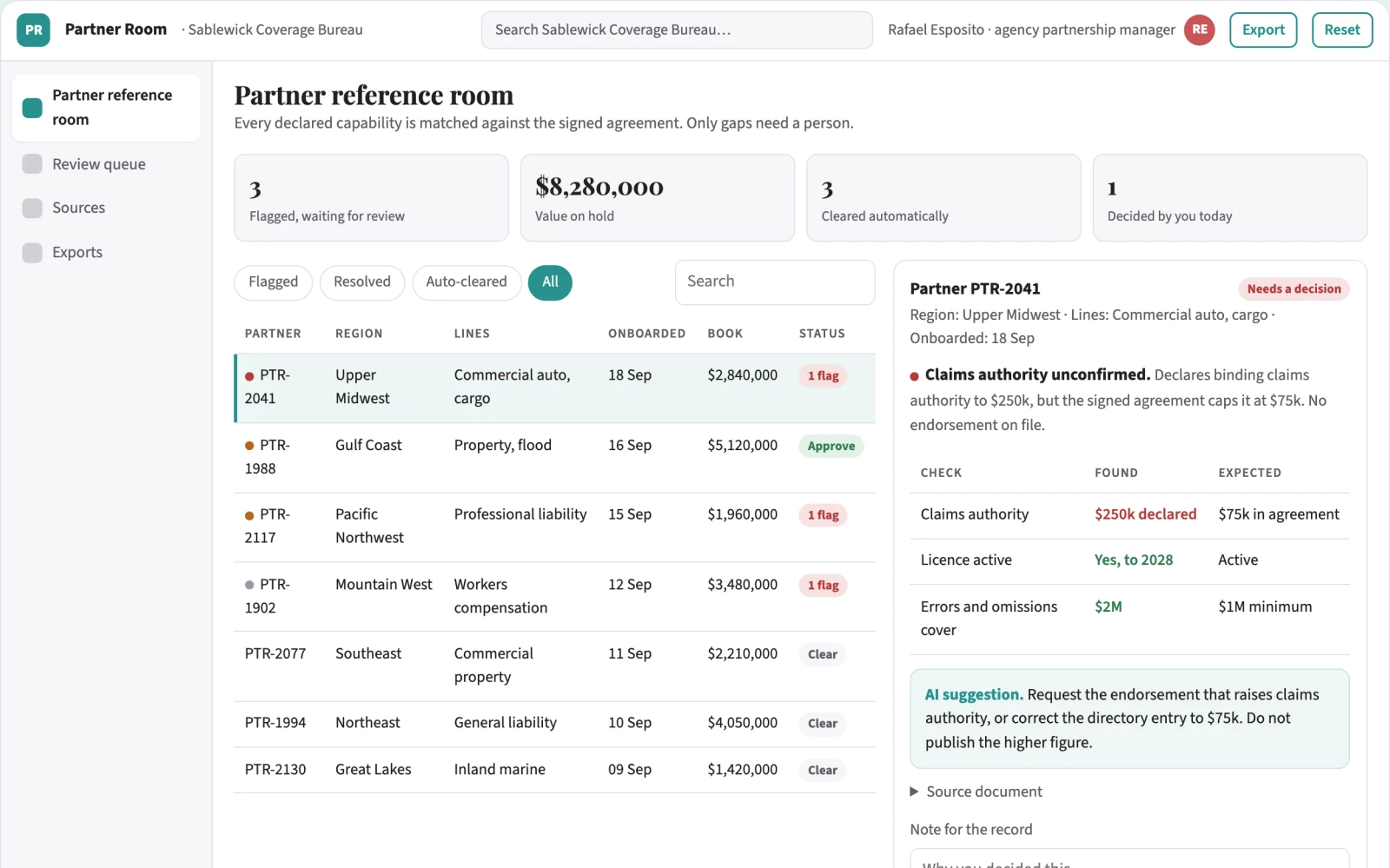 What Insurance partner onboarding reference room looks like