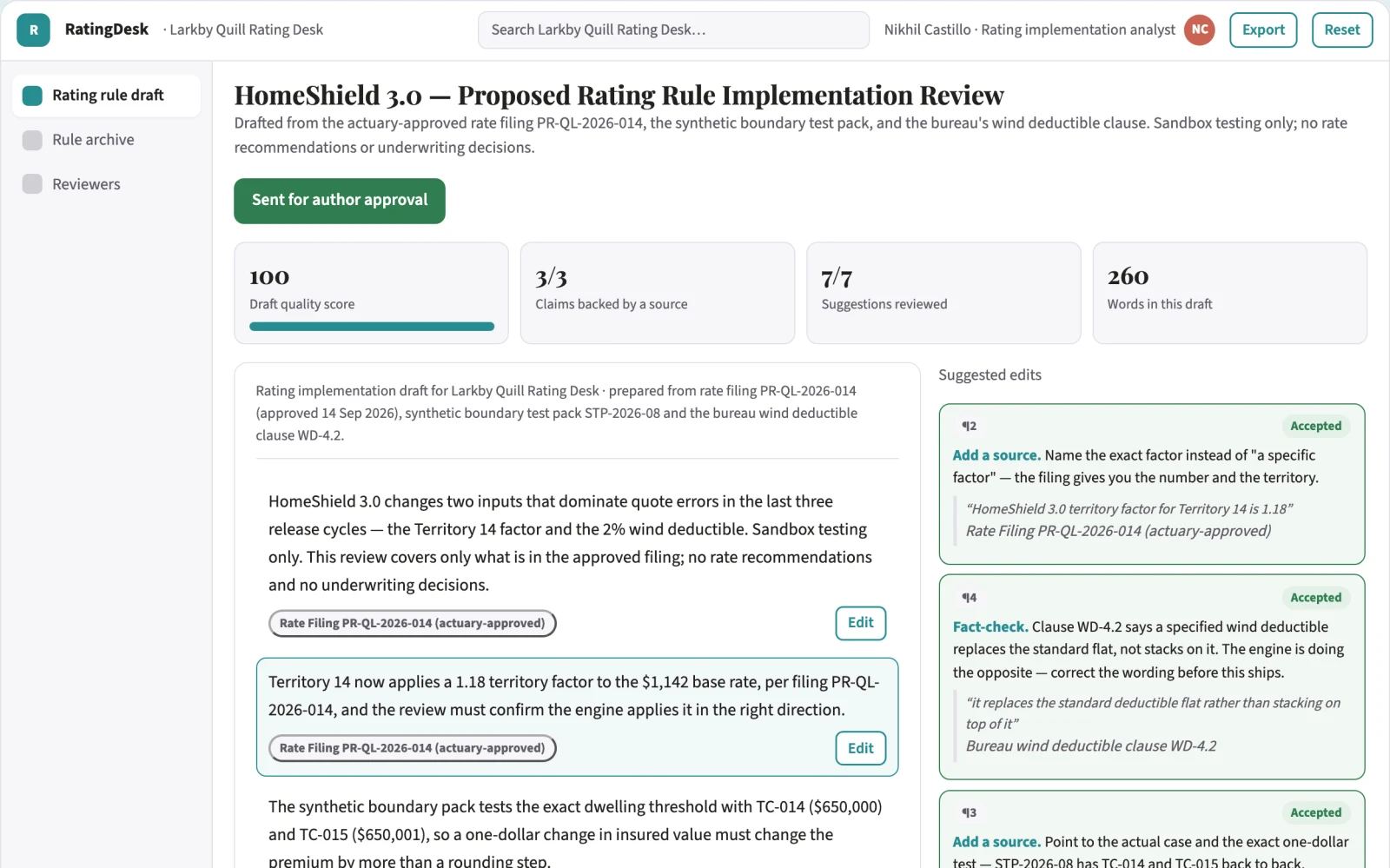 What Insurance product rating-rule test factory looks like