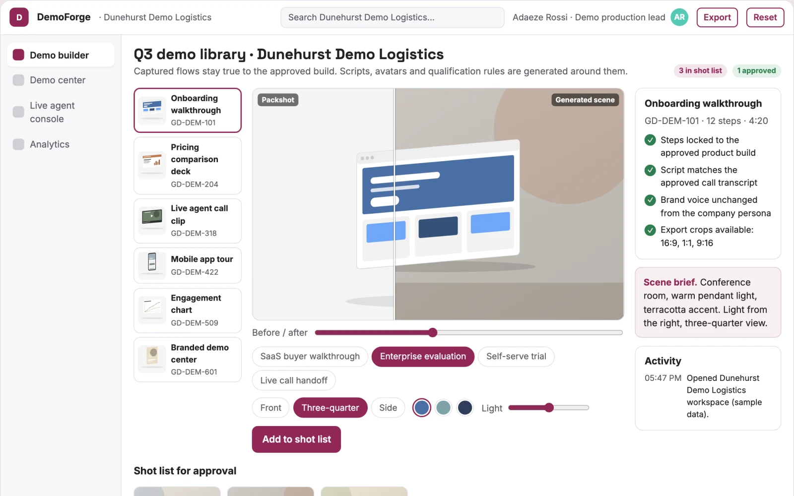 What Interactive demo production and live agent platform looks like