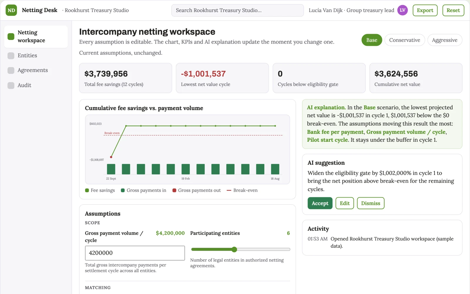 What Intercompany netting proposal workspace looks like