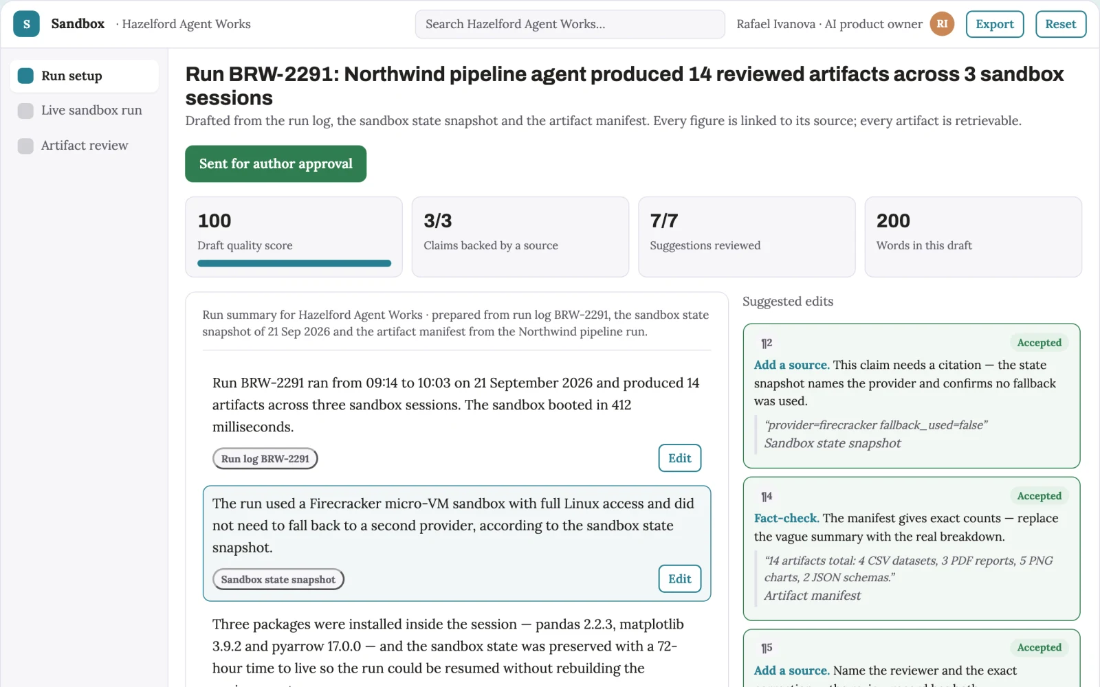 What Isolated agent sandbox delivery workspace looks like