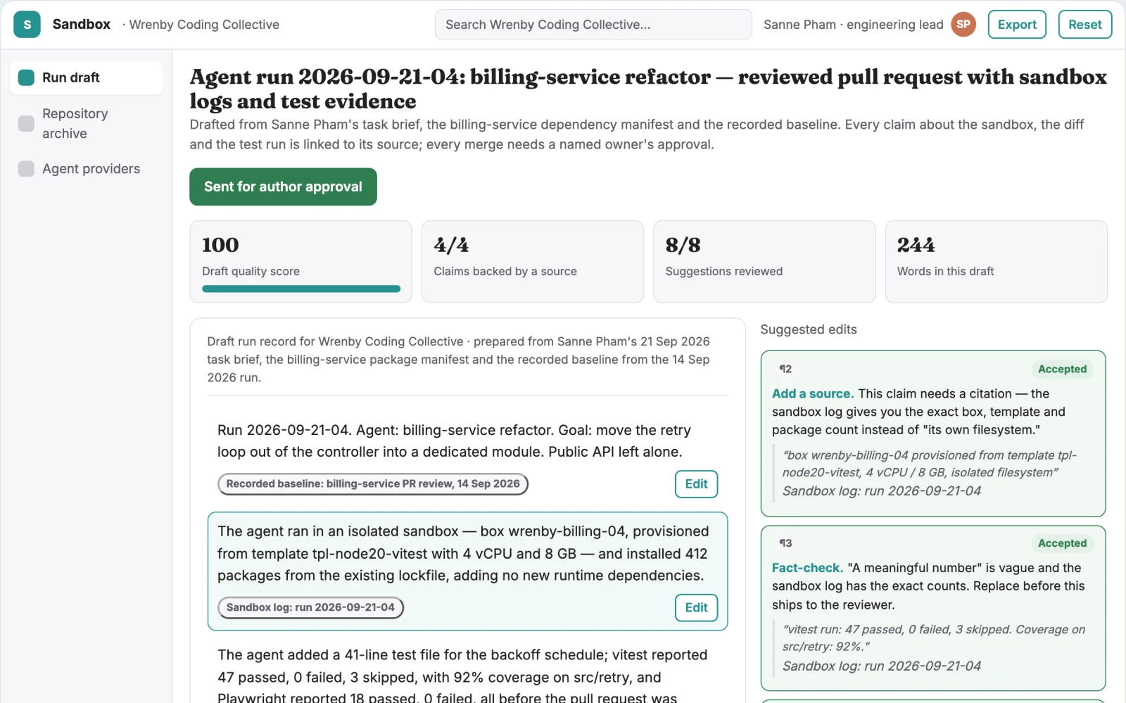 What Isolated AI coding agent delivery workspace looks like