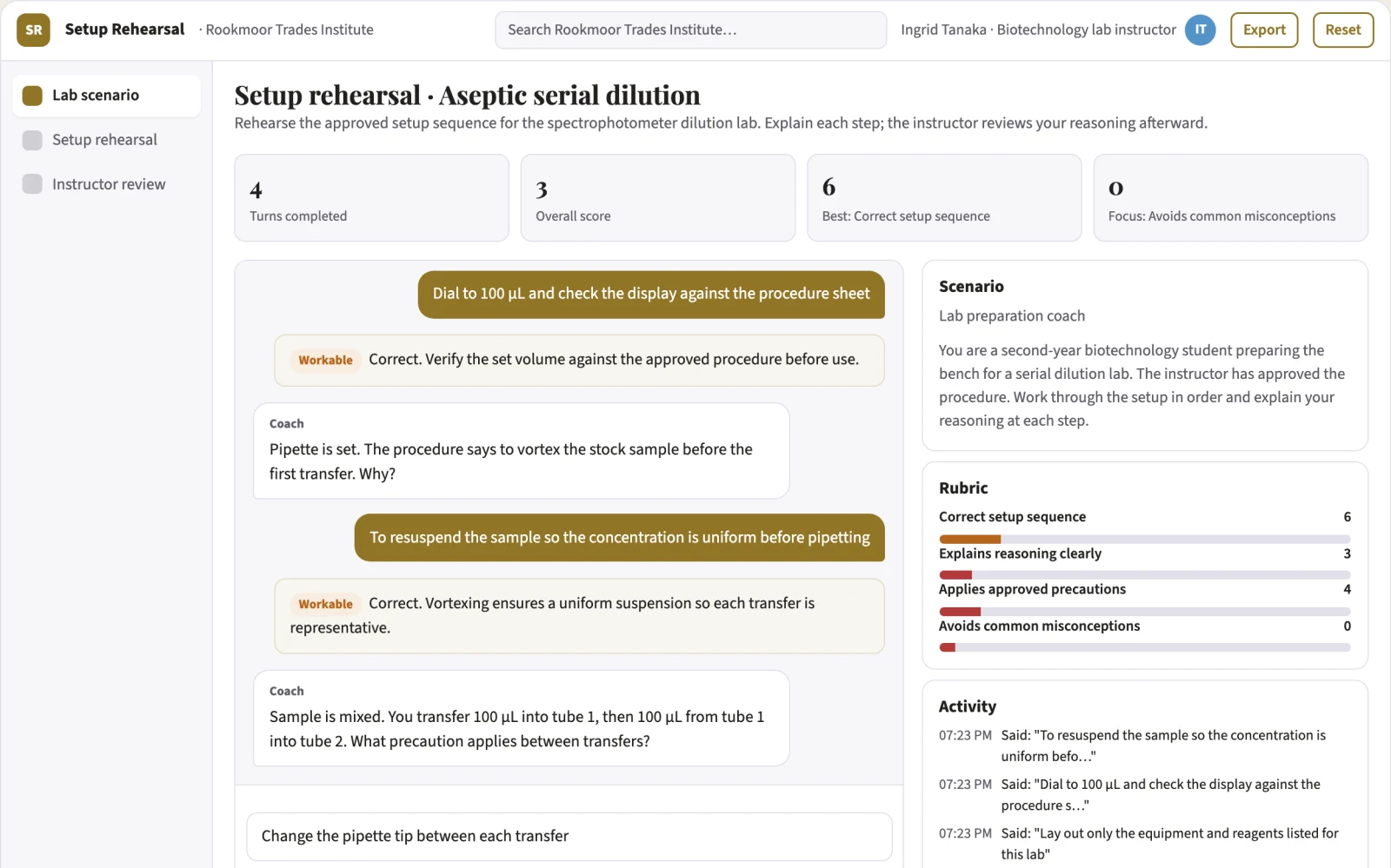 What Lab preparation rehearsal portal looks like