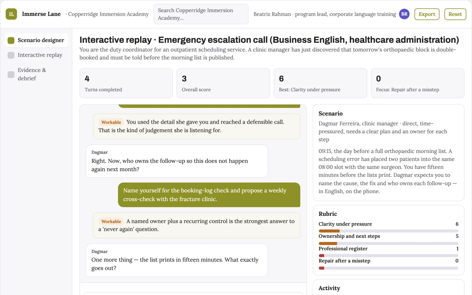 What Language immersion roleplay exchange looks like