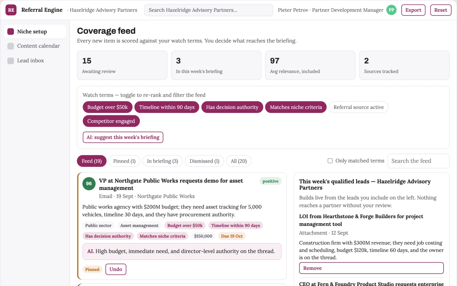 What Referral Lead Engine looks like