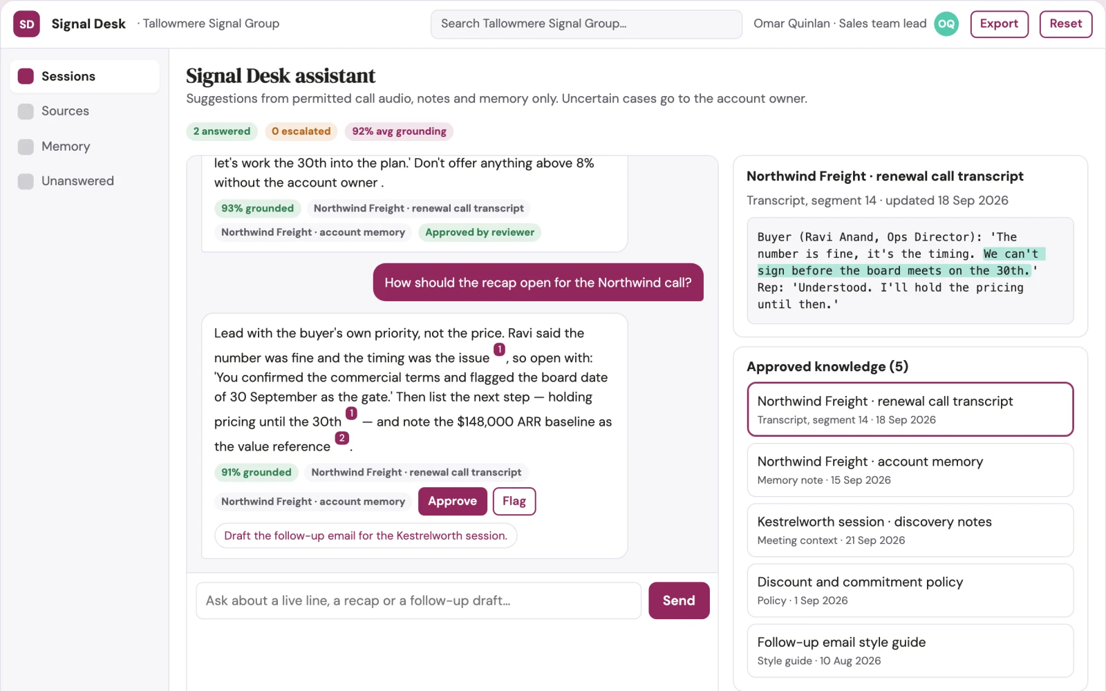 What Live conversation and writing assist console looks like