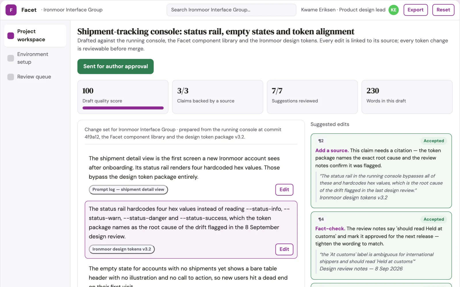 What Live interface change review workbench looks like