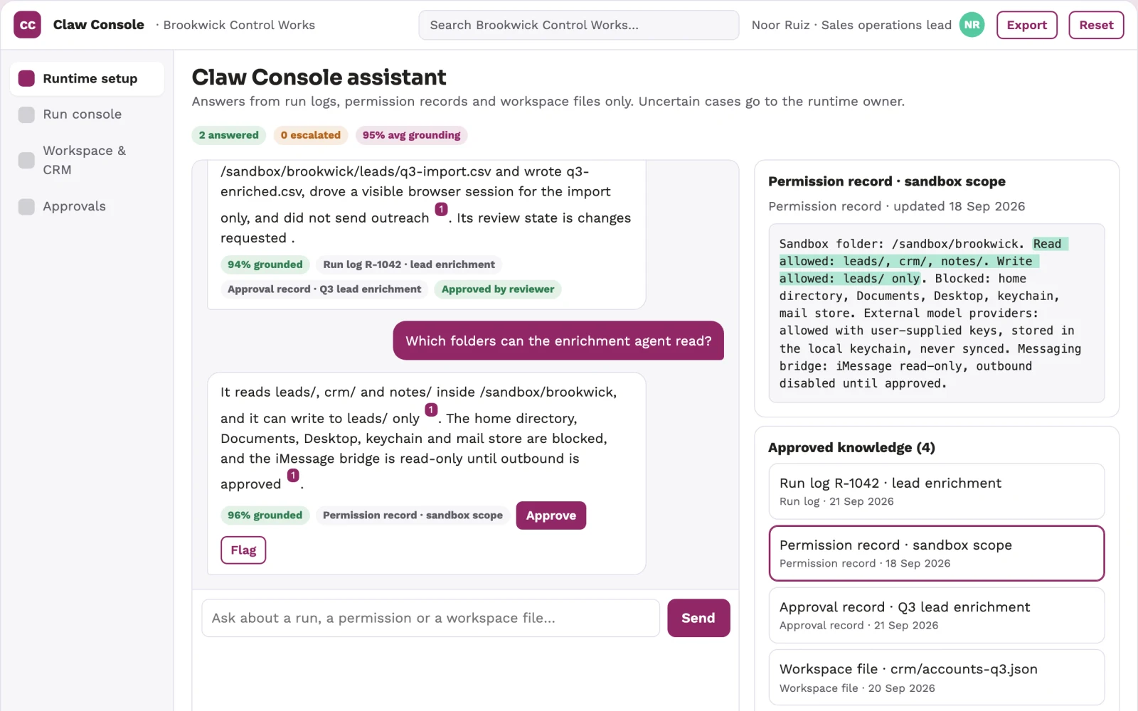 What Local agent runtime control console looks like