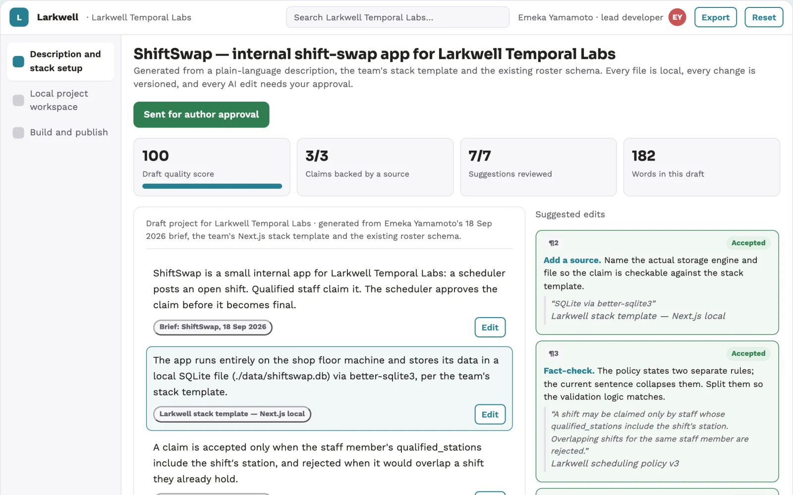 What Local app generation and delivery workspace looks like