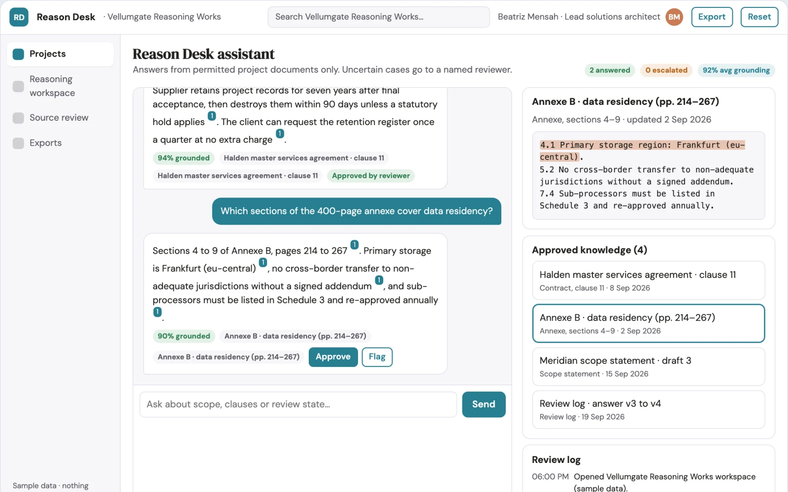 What Long-context reasoning assistant console looks like