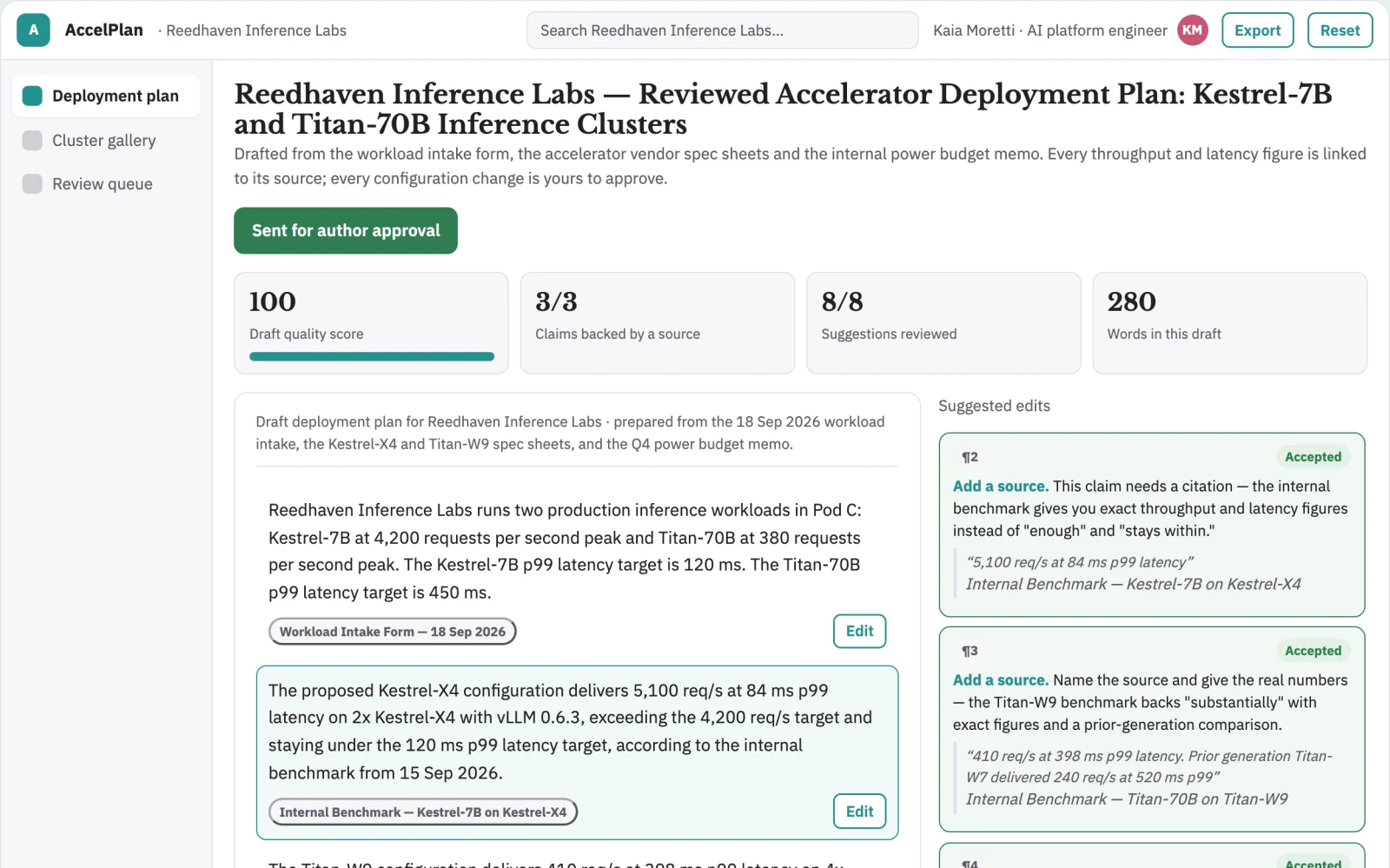 What Managed AI accelerator deployment workspace looks like