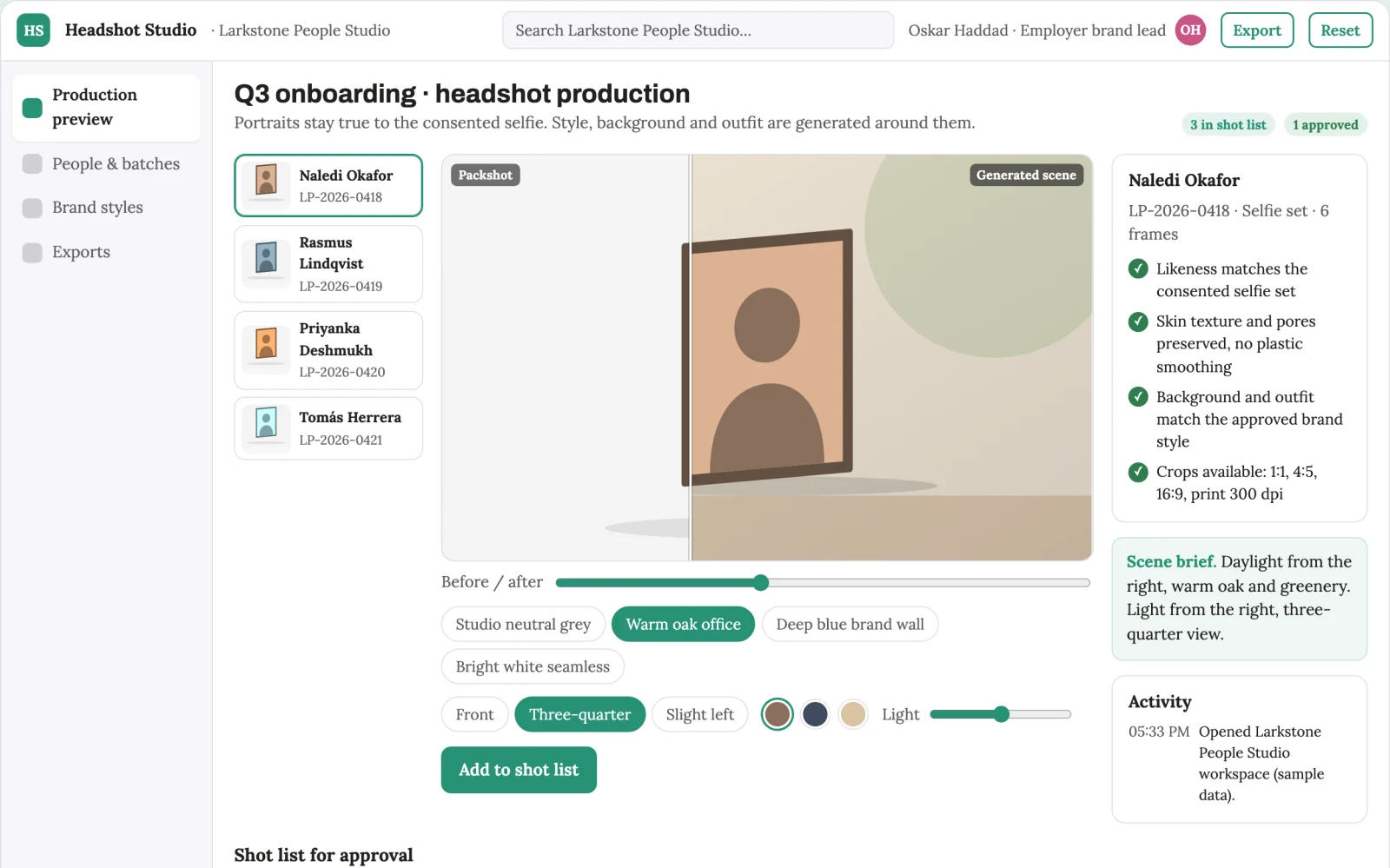 What Managed AI headshot production platform looks like