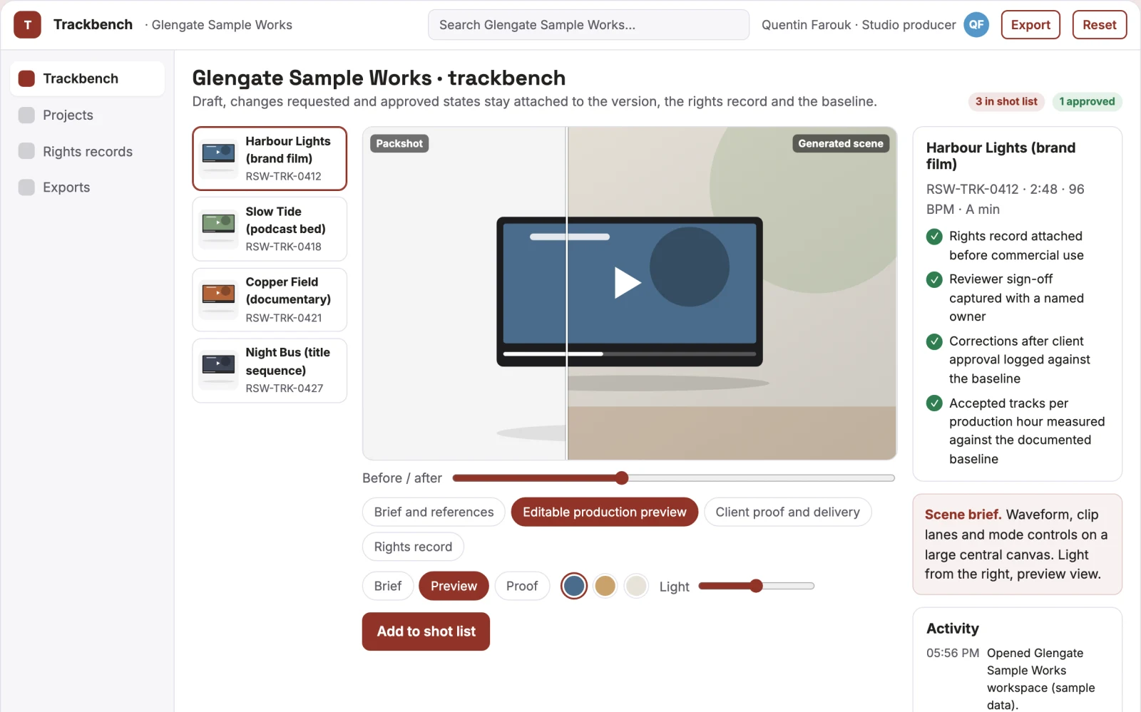 What Managed AI music production and review workbench looks like