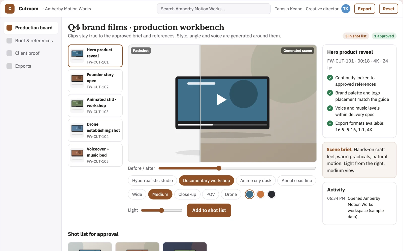 What Managed AI video production workbench looks like