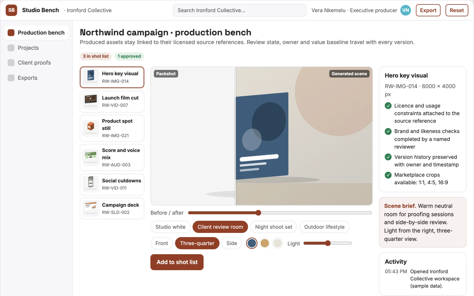 What Managed AI visual production workbench looks like