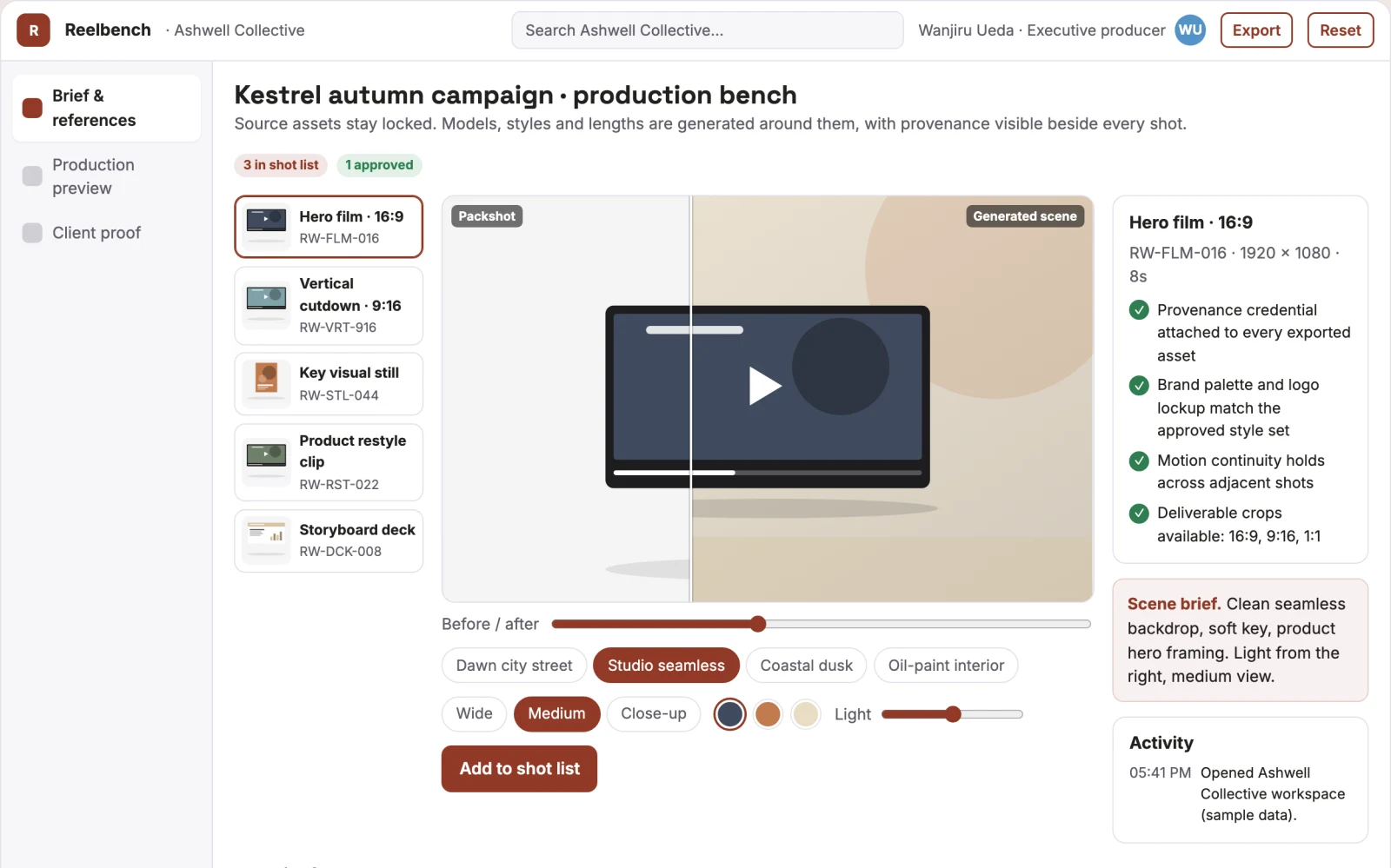 What Managed AI visual production workbench looks like