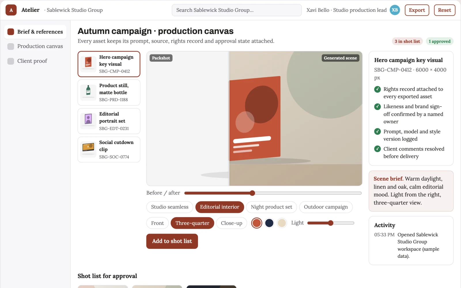 What Managed AI visual production workspace looks like