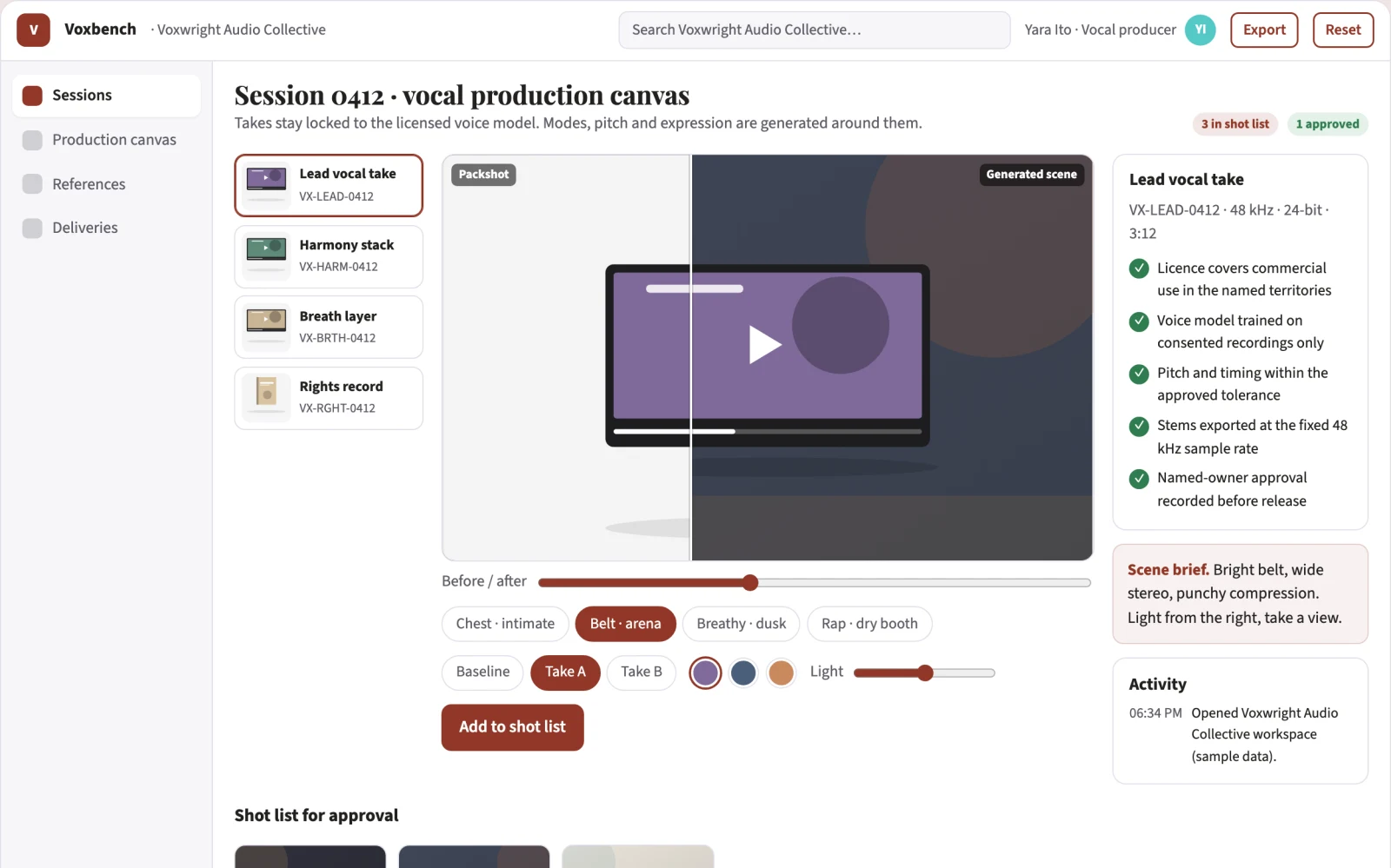 What Managed AI vocal production workbench looks like