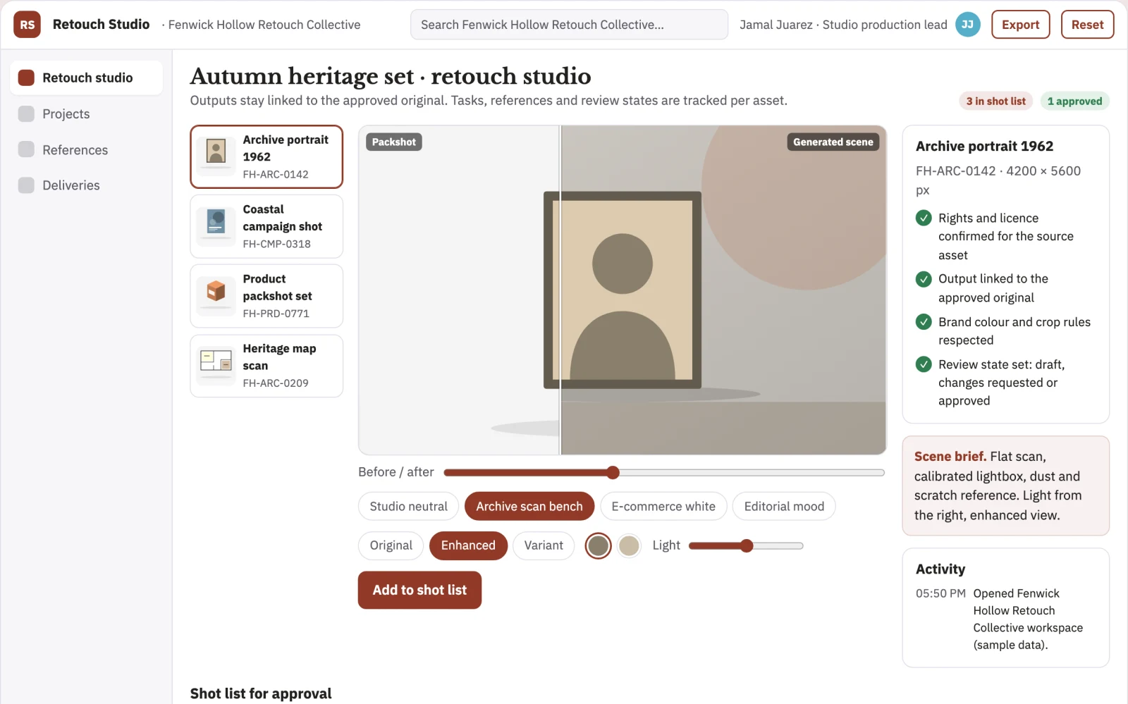 What Managed image enhancement and restoration studio looks like