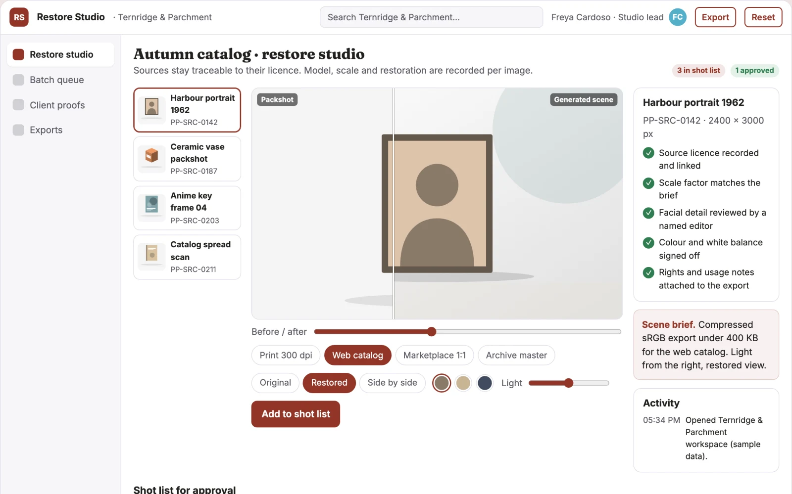 What Managed image upscaling and restoration studio looks like