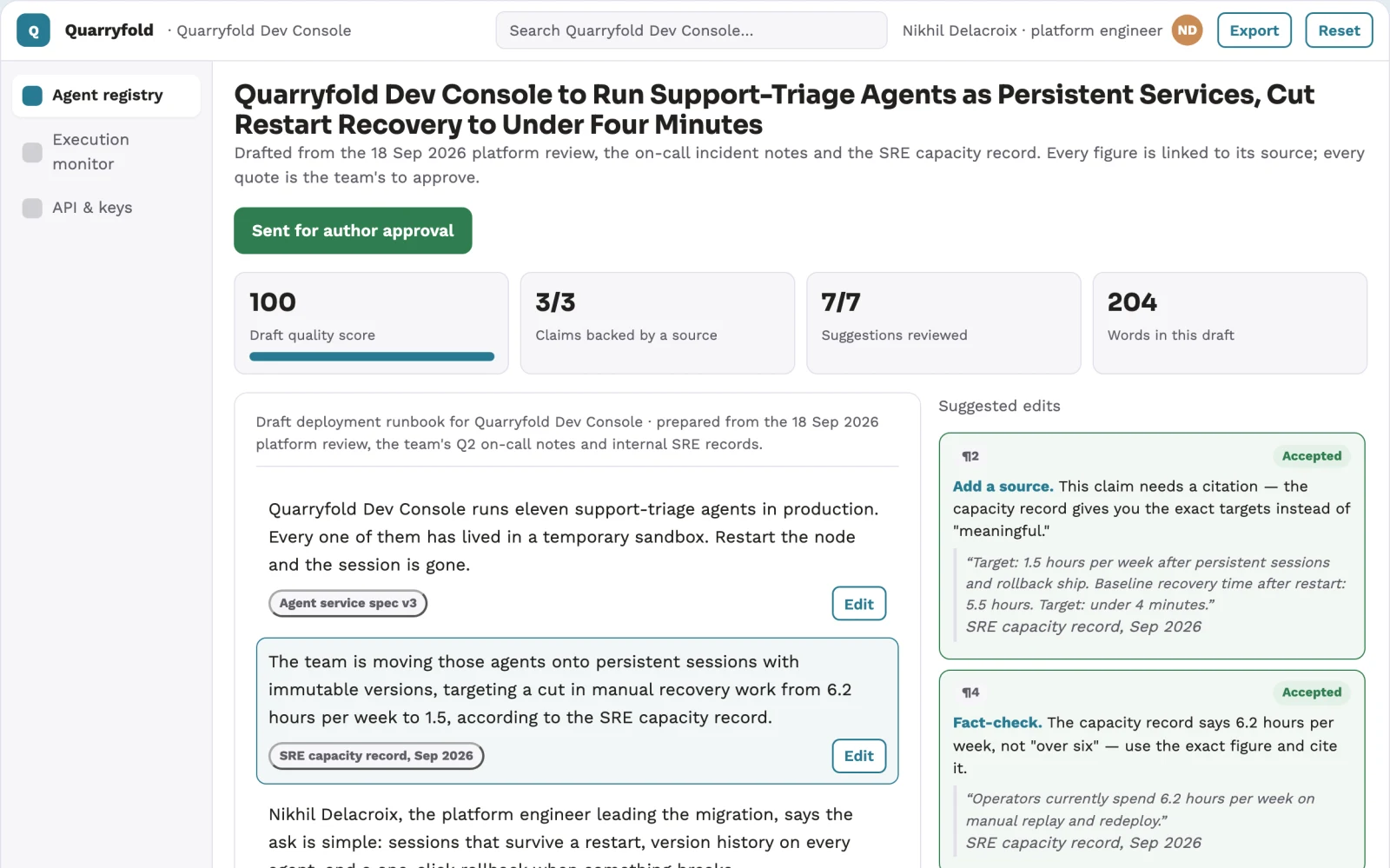 What Managed persistent agent deployment workspace looks like
