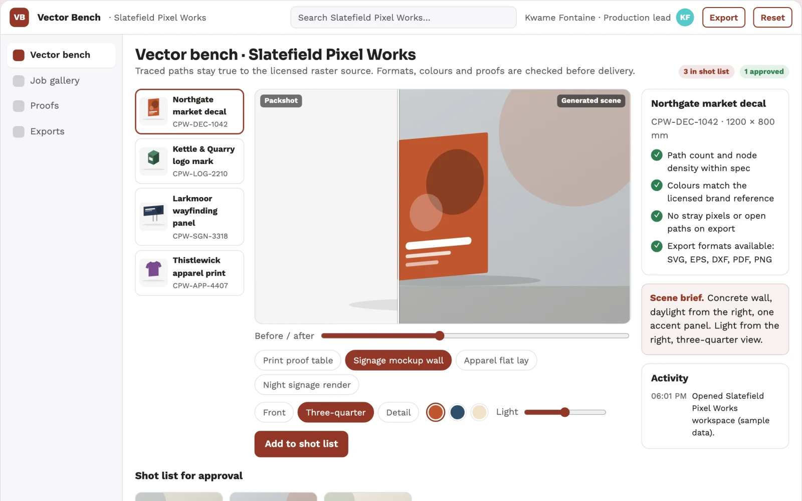 What Managed raster-to-vector production workbench looks like