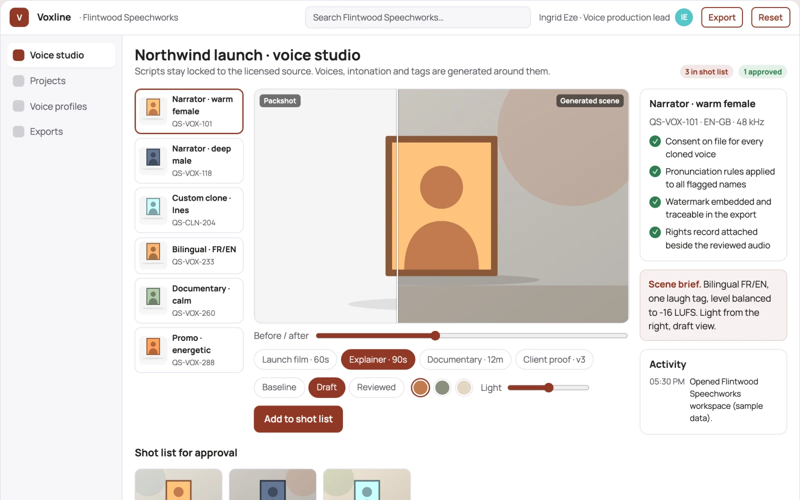 What Managed synthetic voiceover production platform looks like