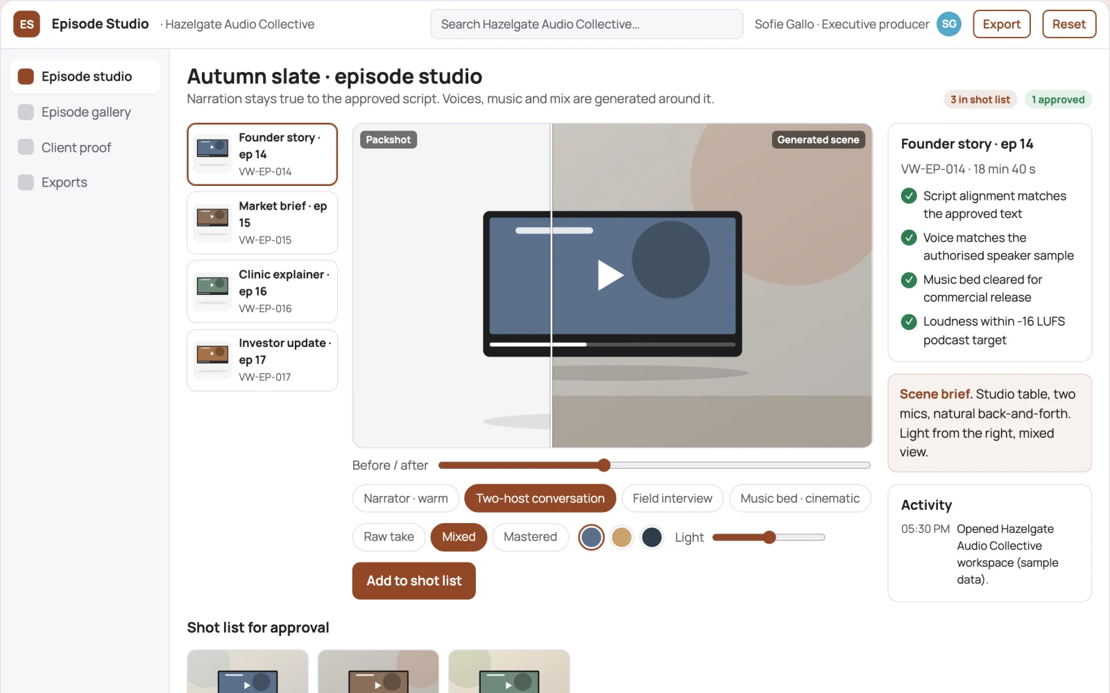 What Managed text-to-podcast production platform looks like
