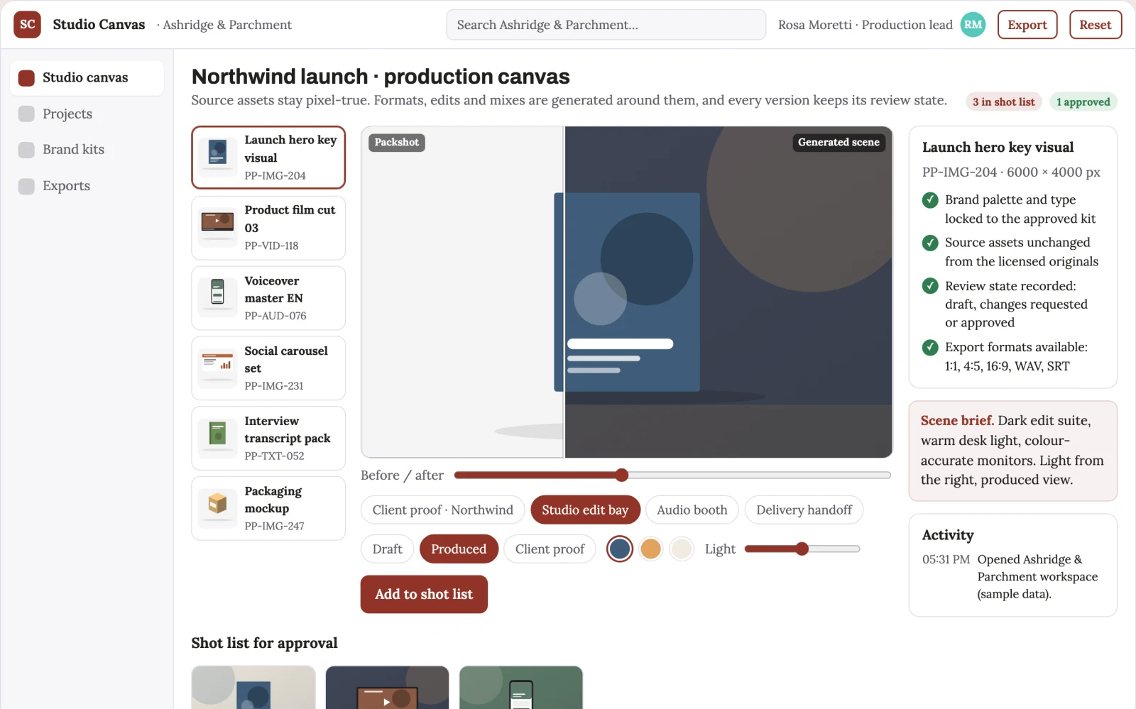 What Managed visual and audio production workbench looks like