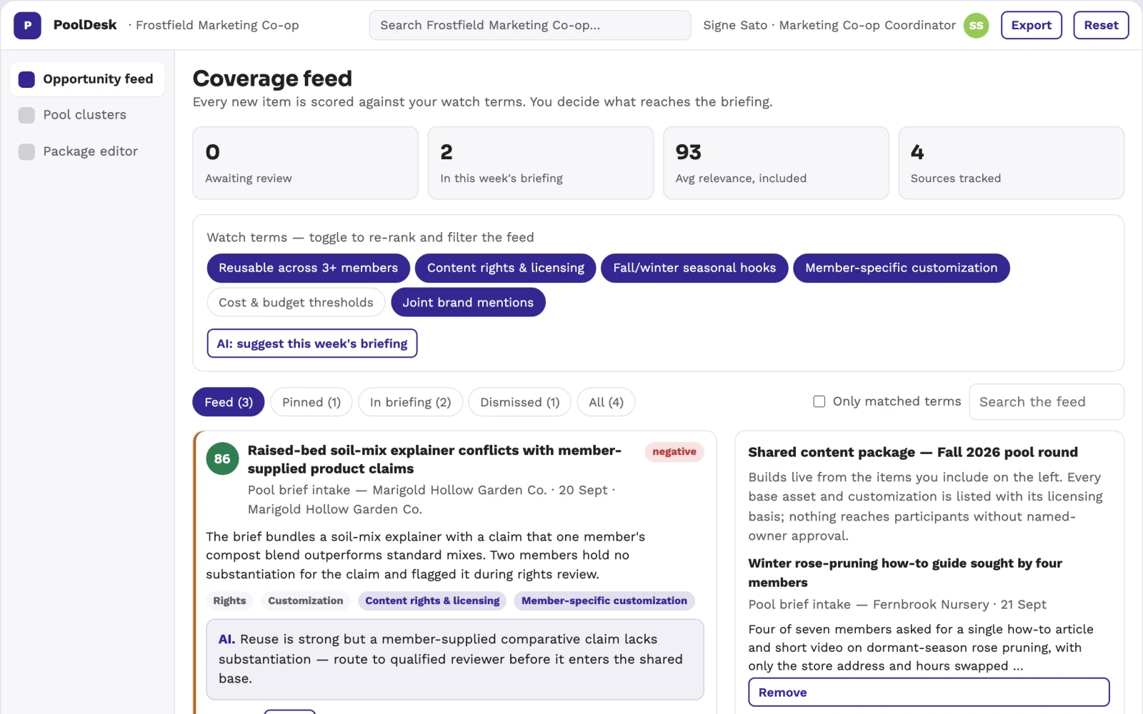 What Marketing co-op production pooling exchange looks like