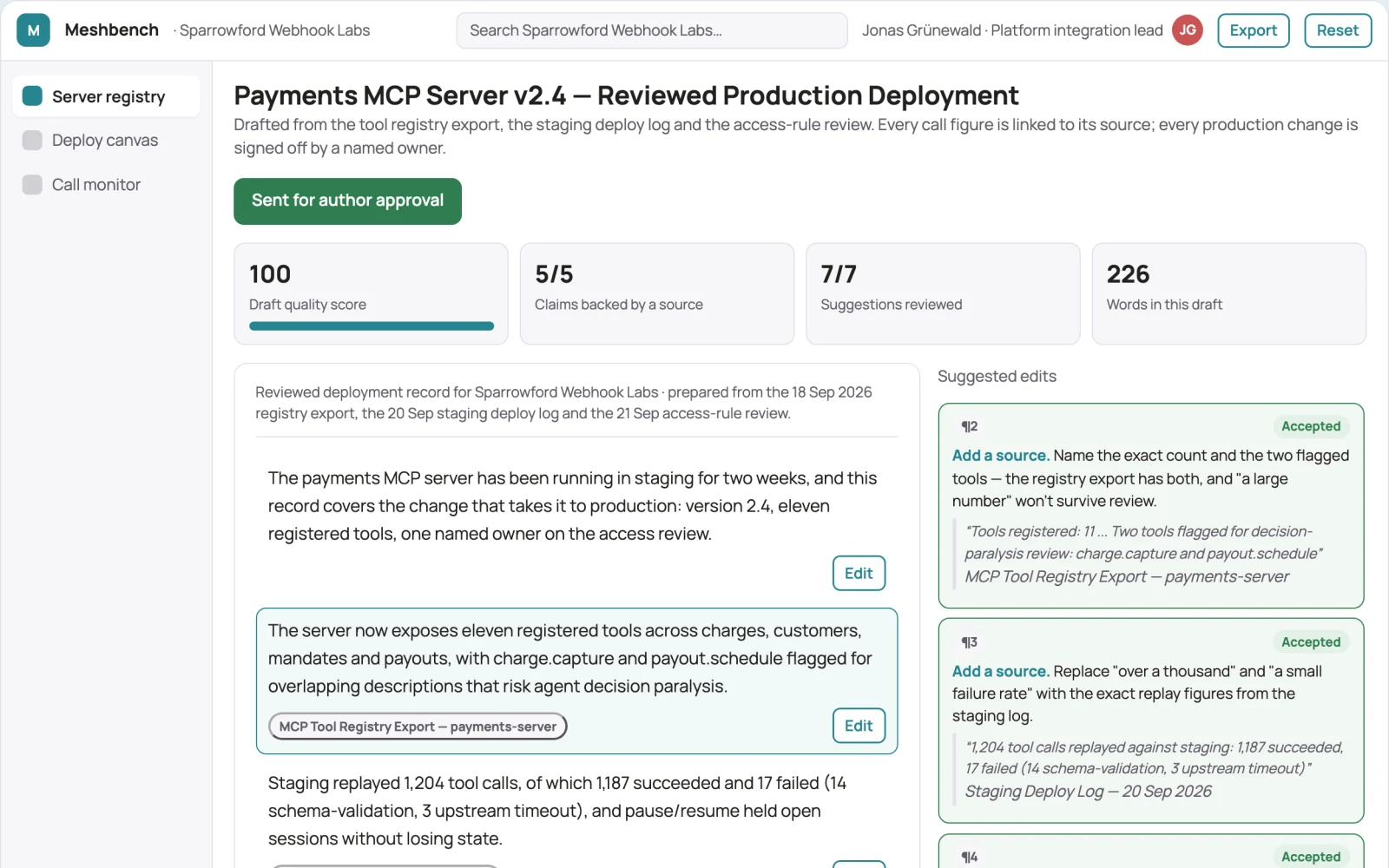 What MCP server delivery and operations workbench looks like