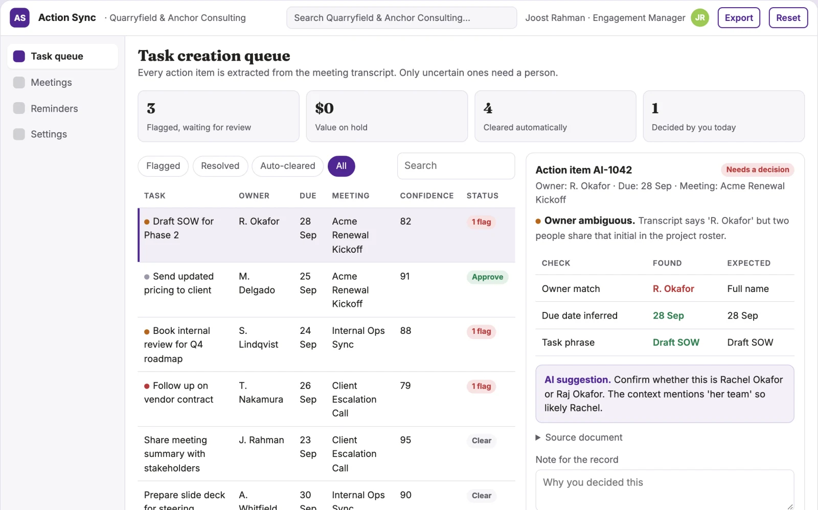 What Action Item Automator looks like