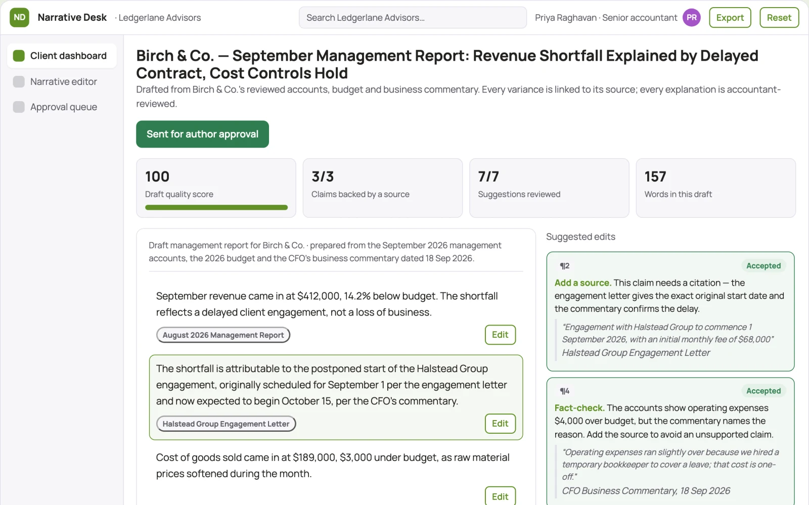 What Monthly reporting service looks like