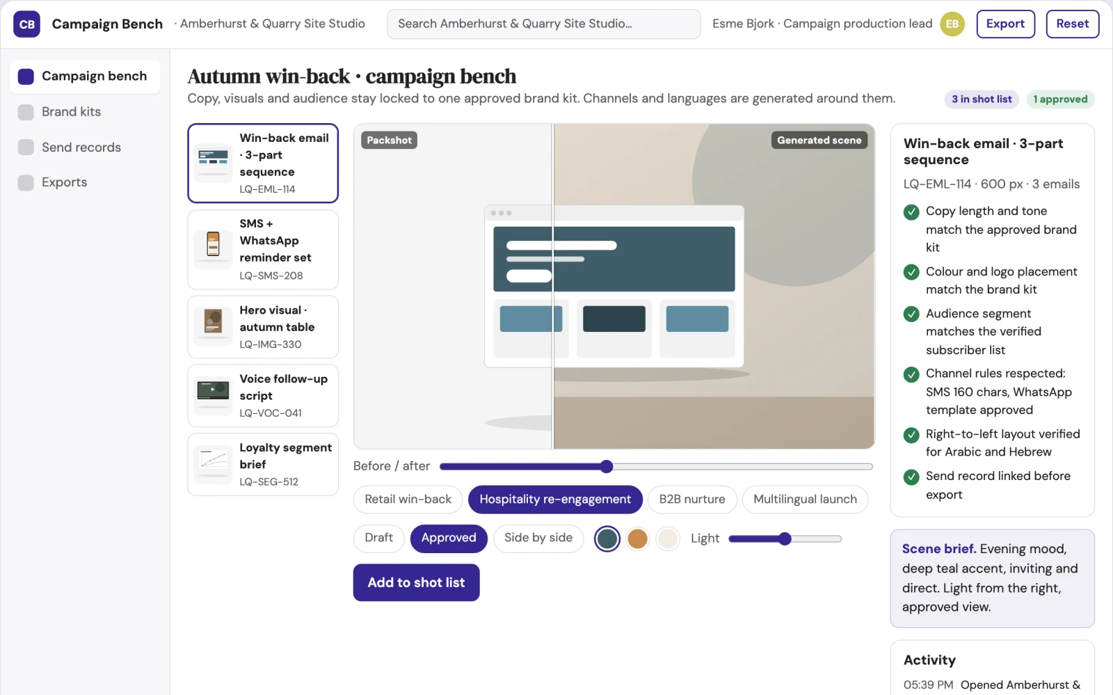 What Multi-channel campaign production workbench looks like