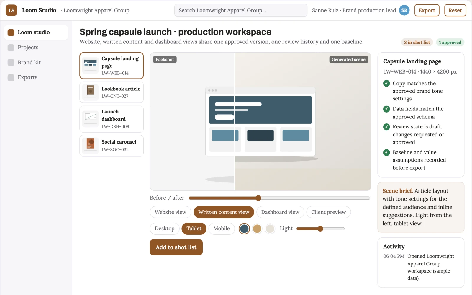 What Multi-format visual production and review workspace looks like
