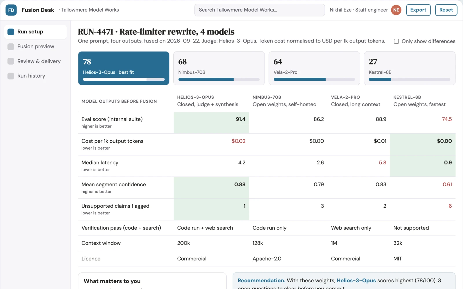 What Multi-model answer fusion and review workspace looks like