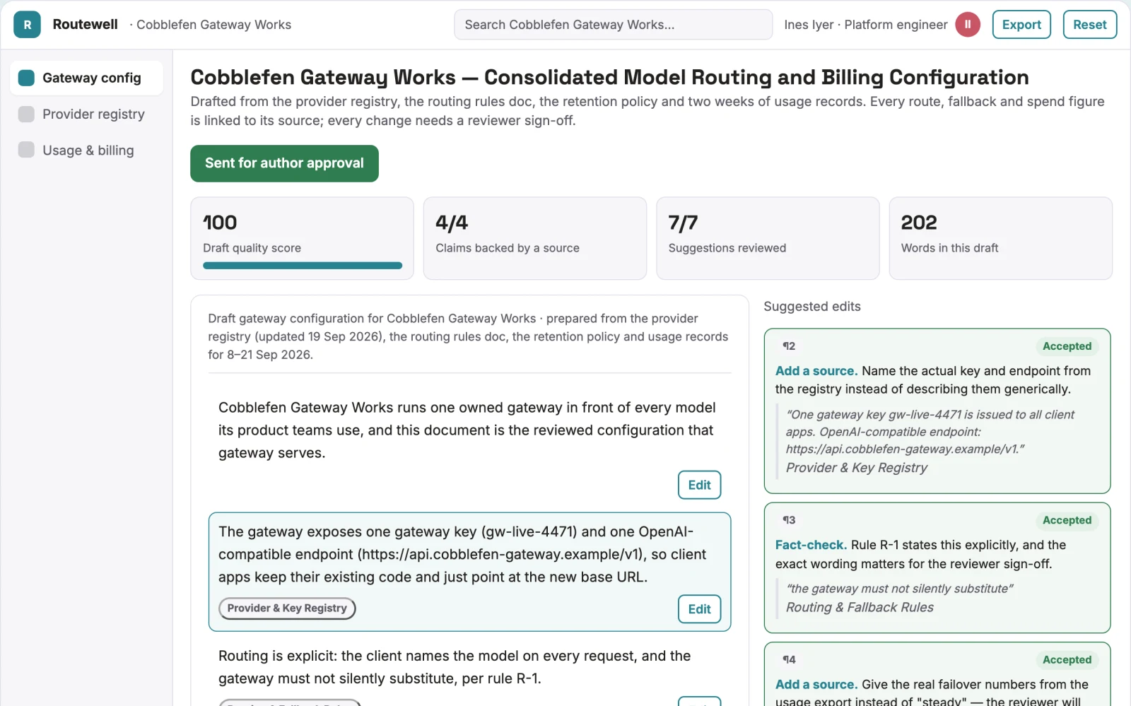 What Multi-model API routing and billing workspace looks like