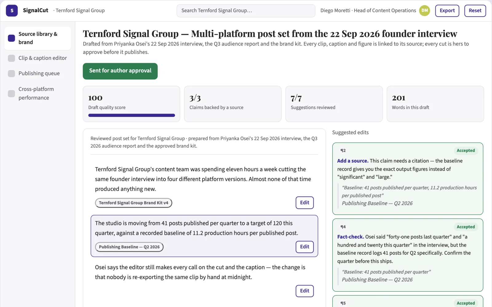 What Multi-platform video and audio repurposing workspace looks like
