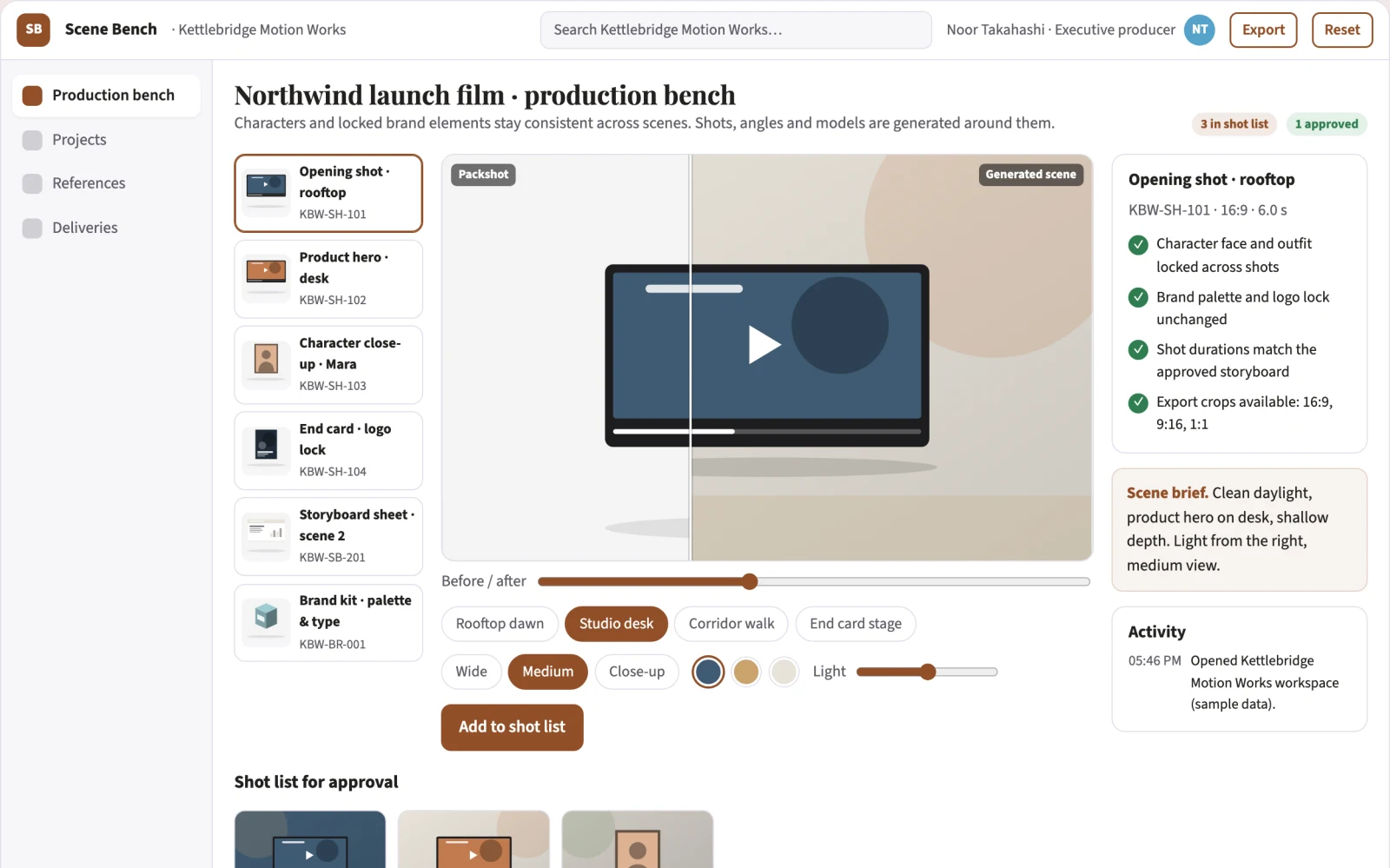 What Multi-scene AI video production workbench looks like