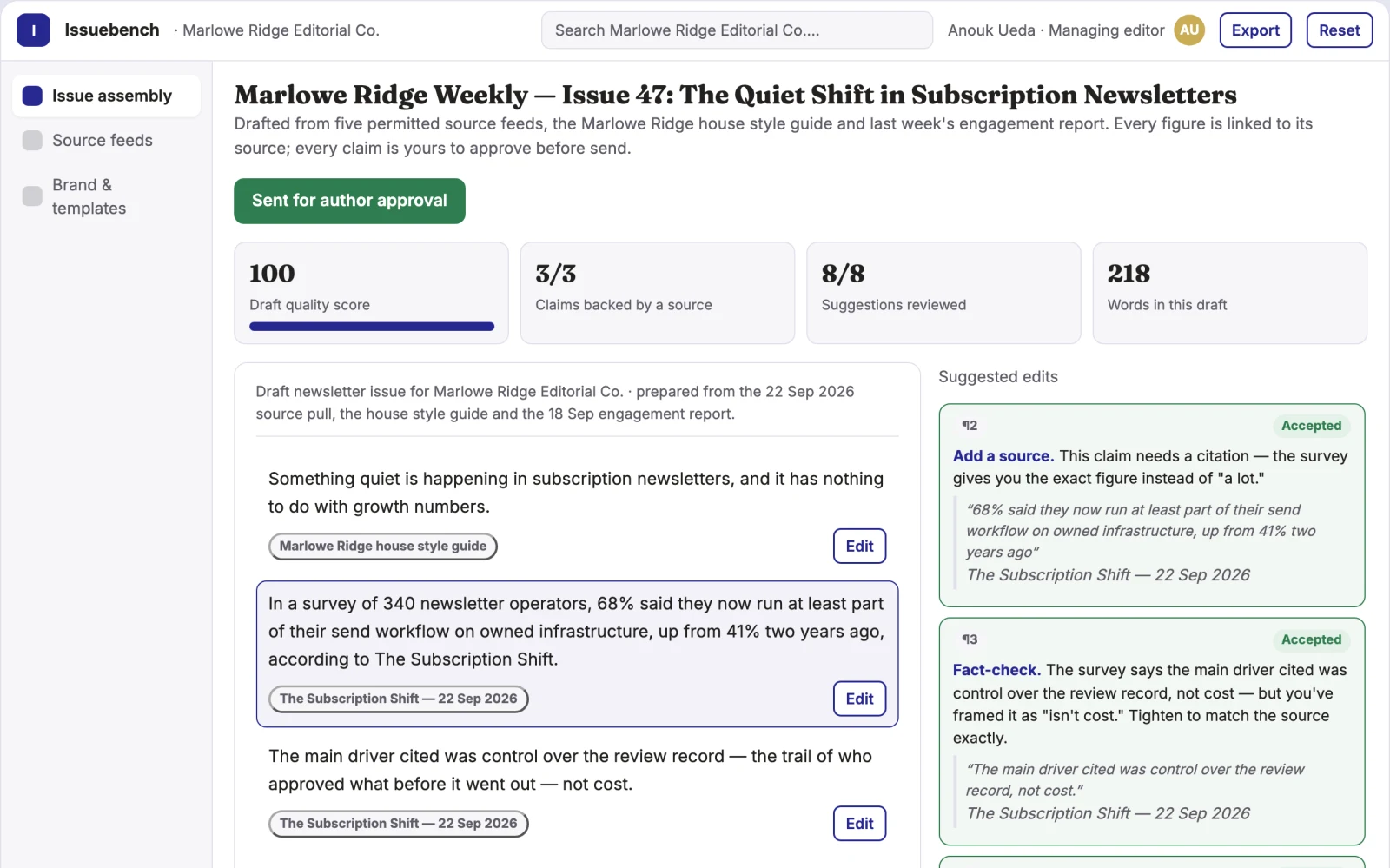 What Multi-source newsletter curation and delivery workbench looks like