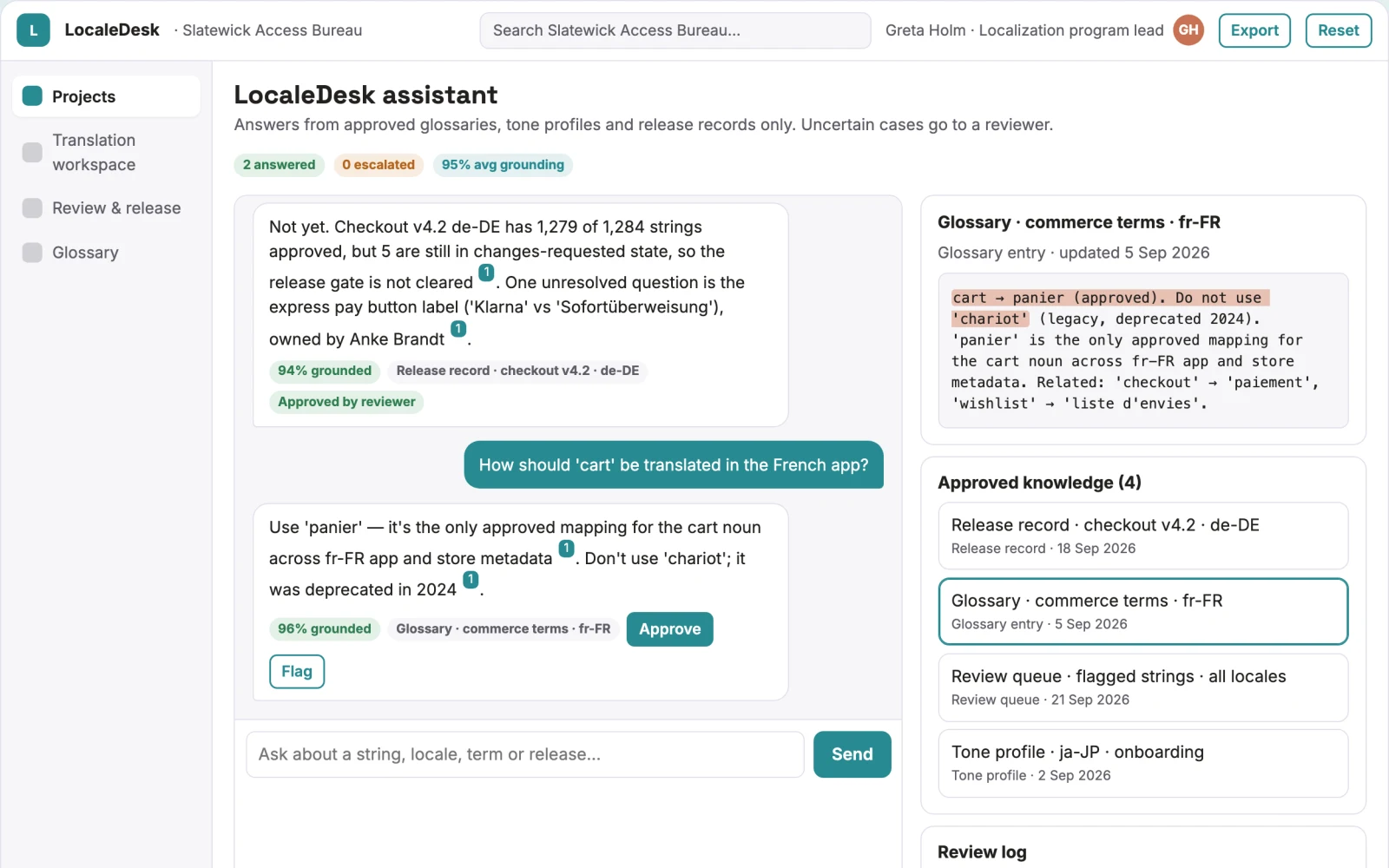 What Multilingual app content translation and review portal looks like