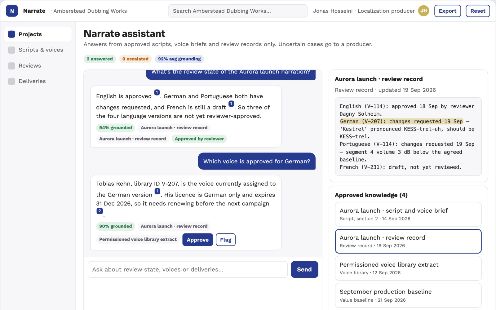 What Multilingual narration production and review portal looks like