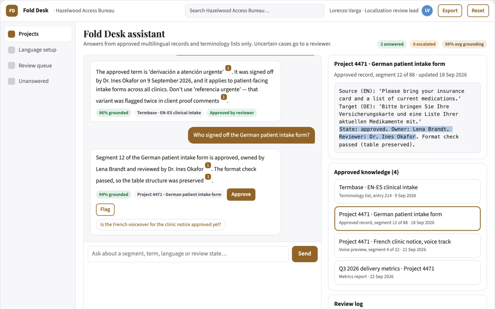 What Multilingual production and review portal looks like
