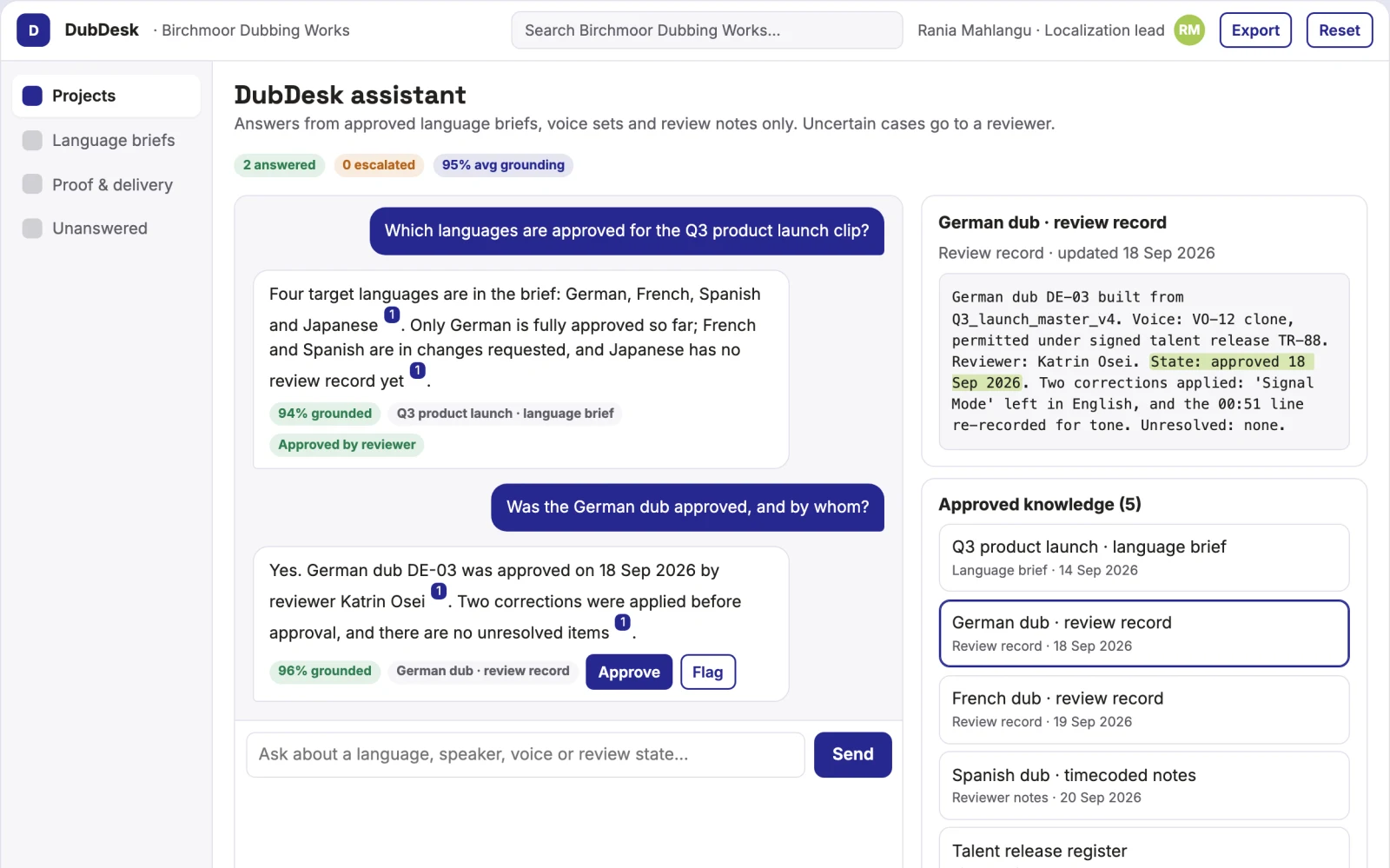 What Multilingual video dubbing and review portal looks like