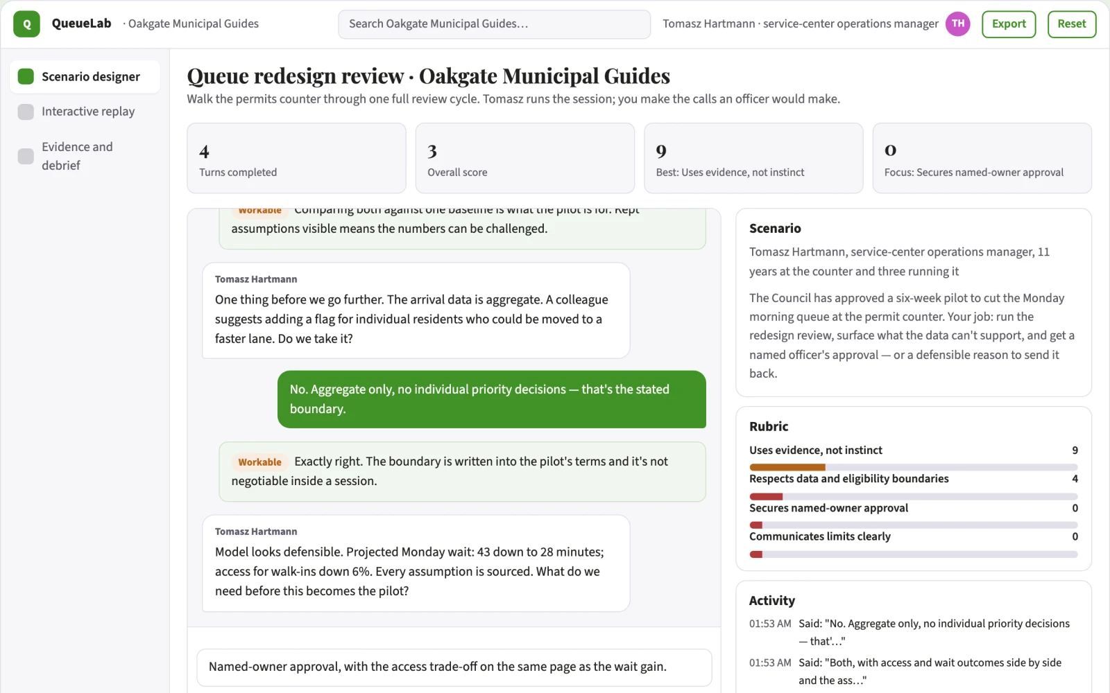 What Municipal service queue redesign simulator looks like