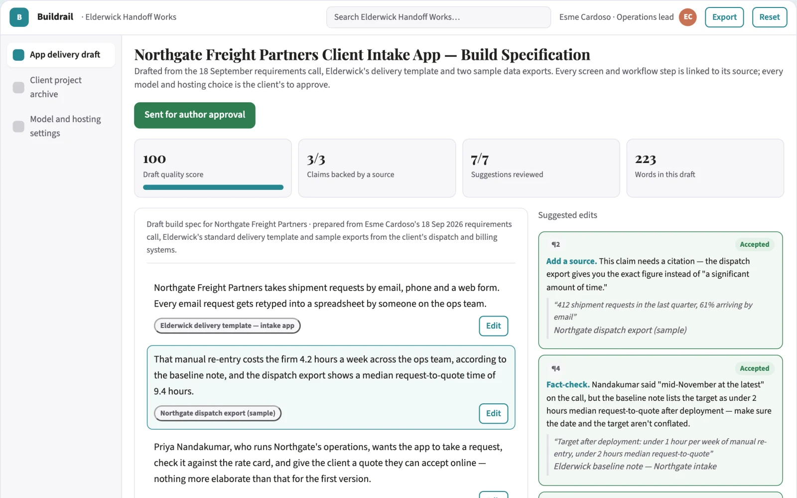 What No-code AI app delivery workspace looks like