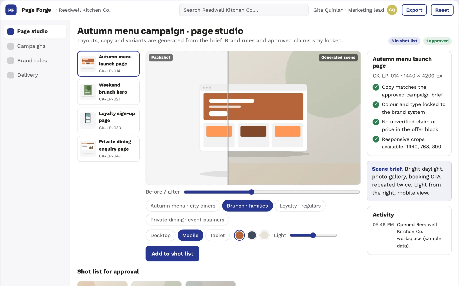 What No-code AI landing page production workbench looks like