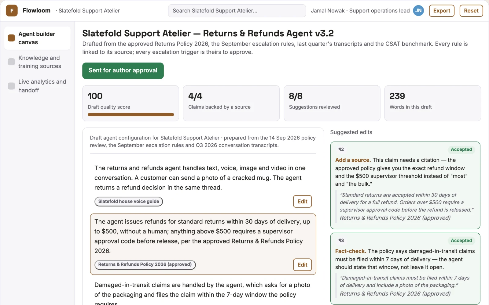 What No-code multimodal agent delivery workspace looks like