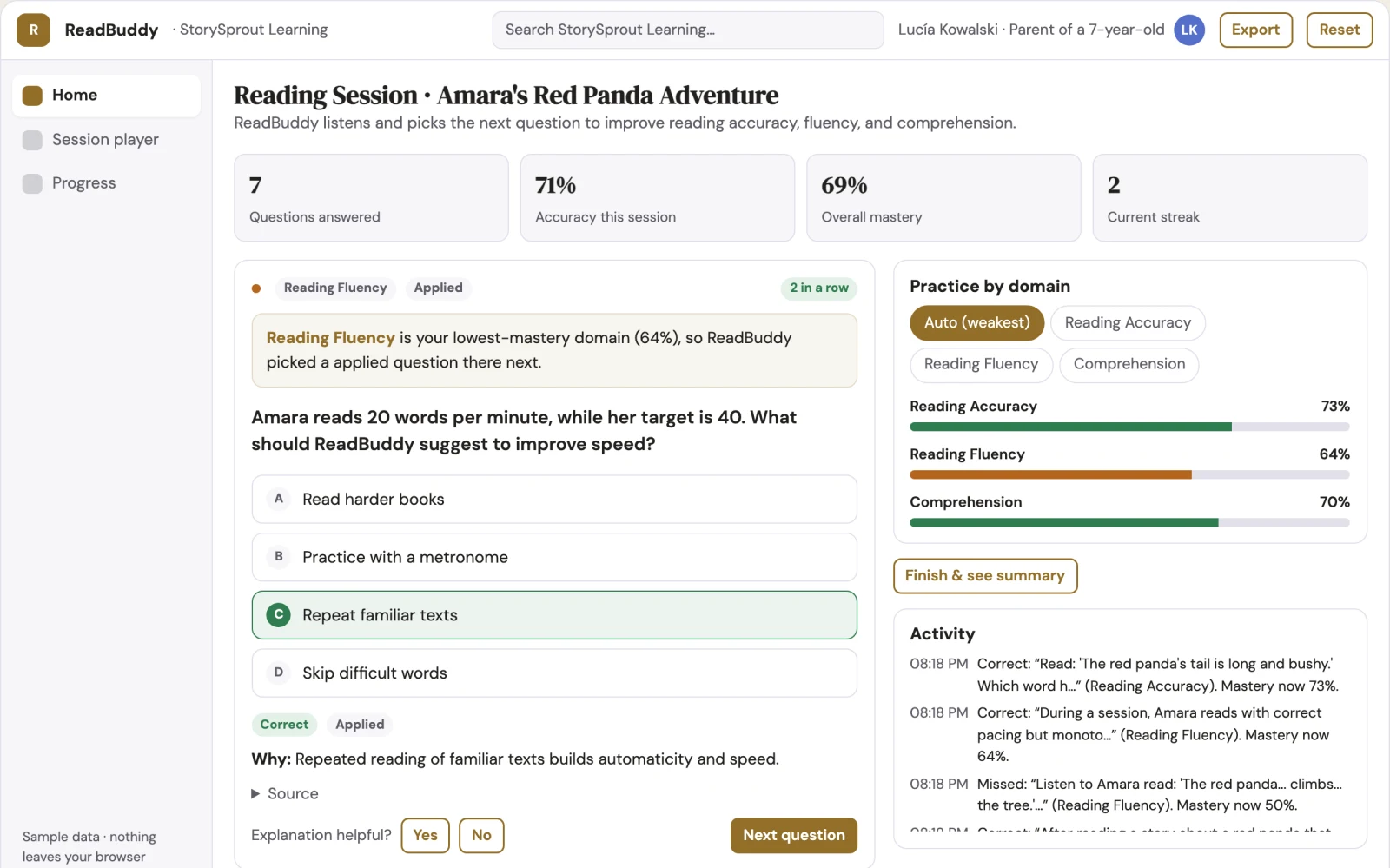 What Personal AI Tutor looks like